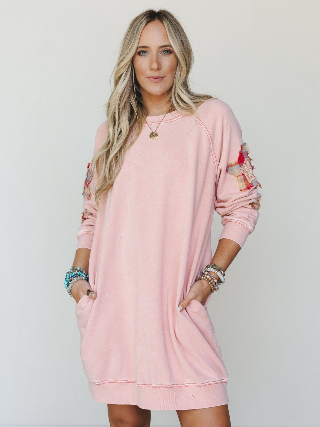 Starfall of Wonder Long Sleeve Dress - Blush