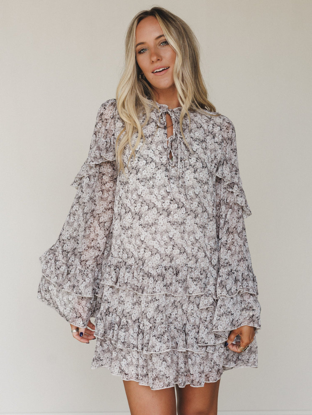 Honeycloud Days Floral Dress - Grey