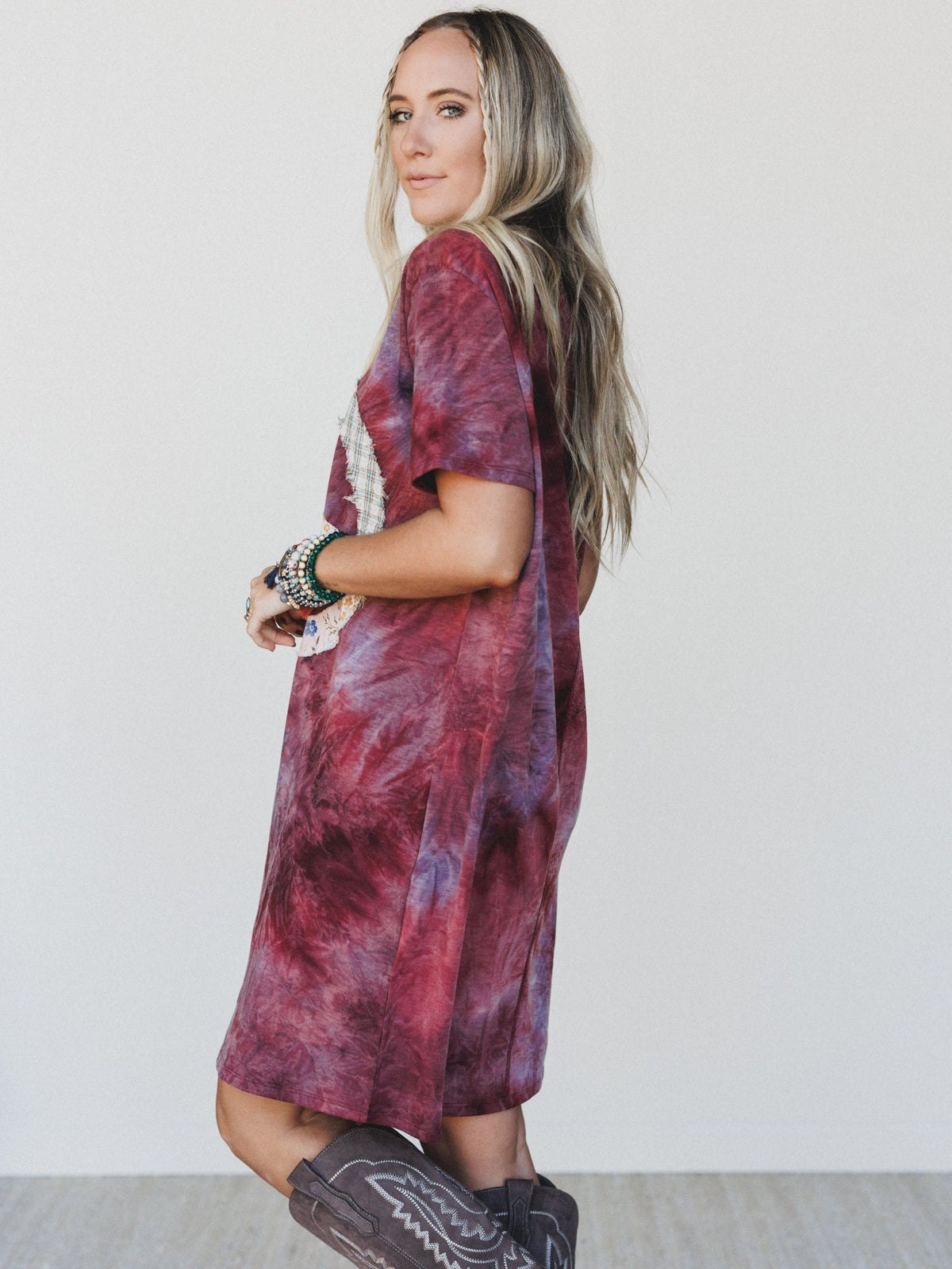 The Nest Peace And Tie Dye Tee Dress - Brown Multi Tie Dye