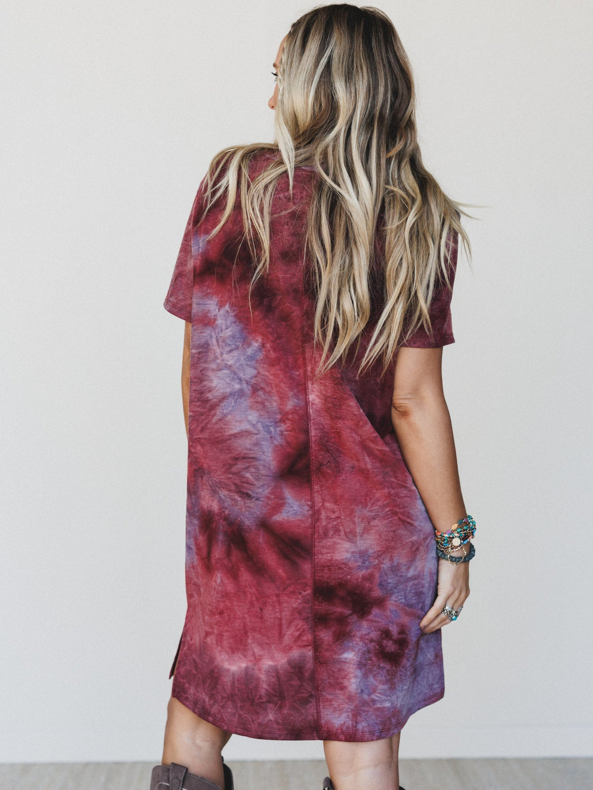 The Nest Peace And Tie Dye Tee Dress - Brown Multi Tie Dye