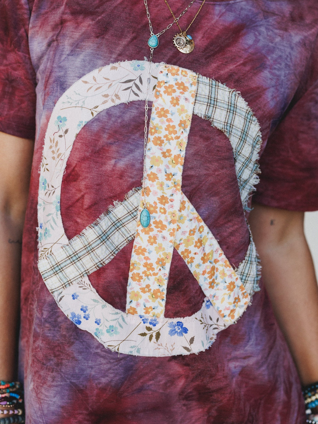 The Nest Peace And Tie Dye Tee Dress - Brown Multi Tie Dye