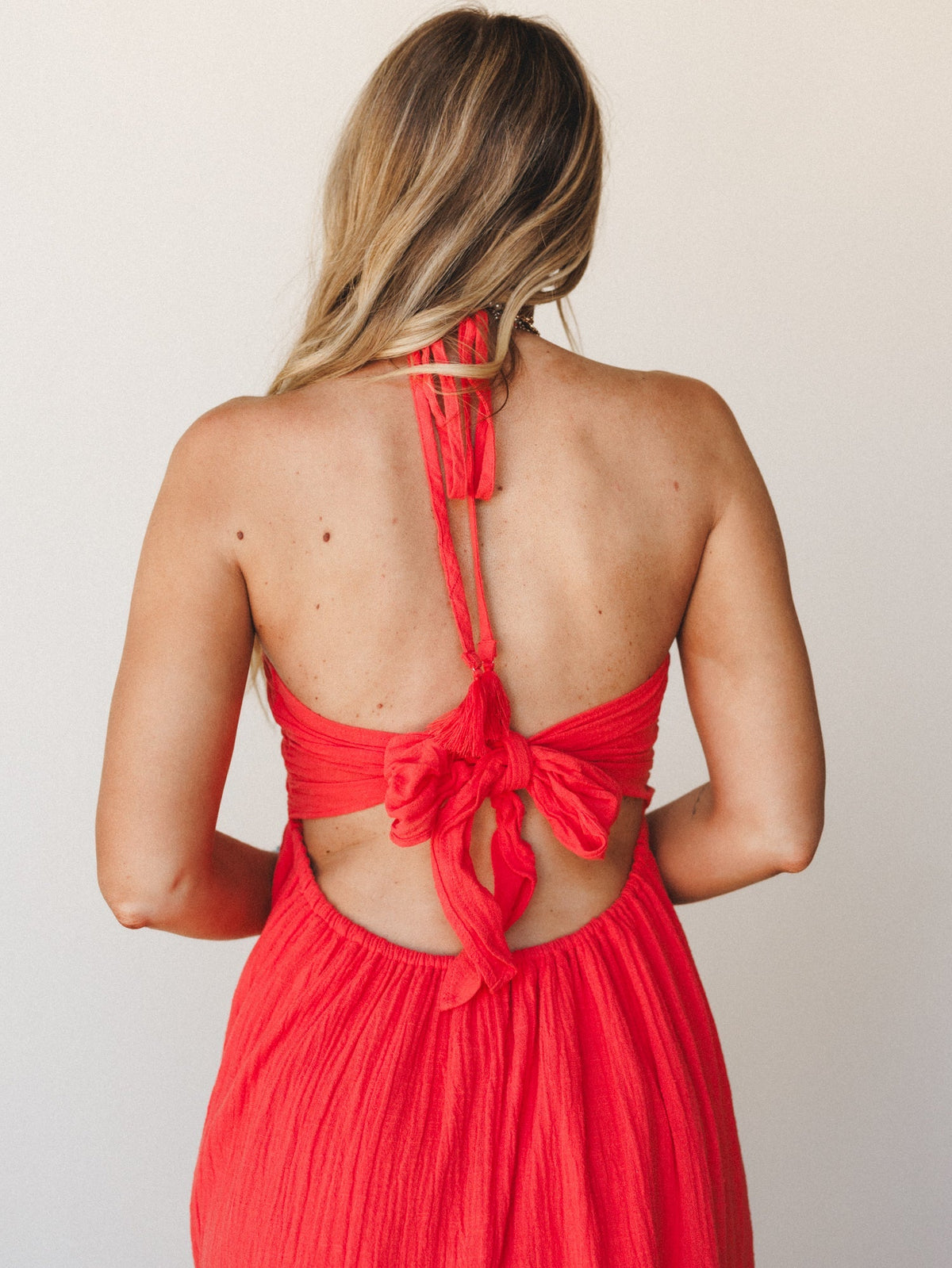 Cityscape Halter Maxi Dress - Cherry Tomato