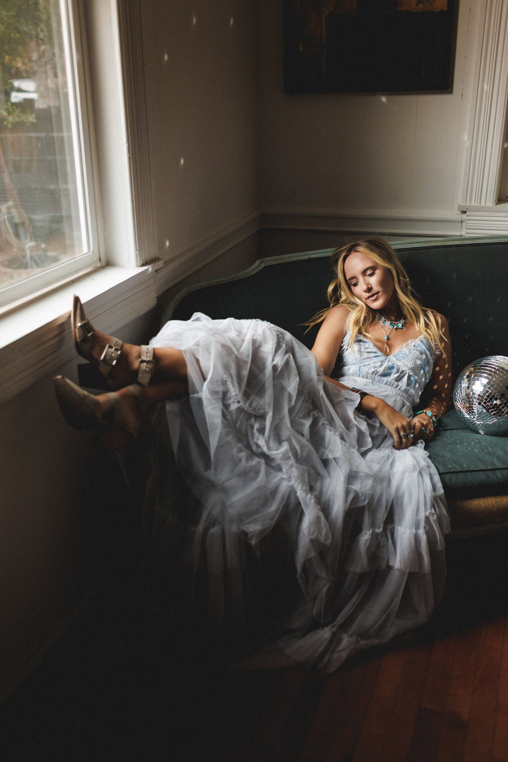 Isley Lace Tiered Maxi Dress - Blue