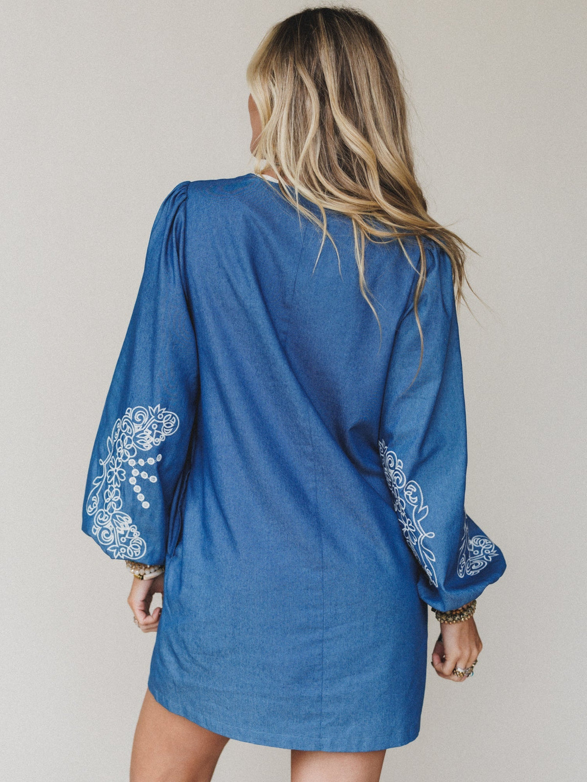 Sunday Flow Embroidered Denim Dress - Denim