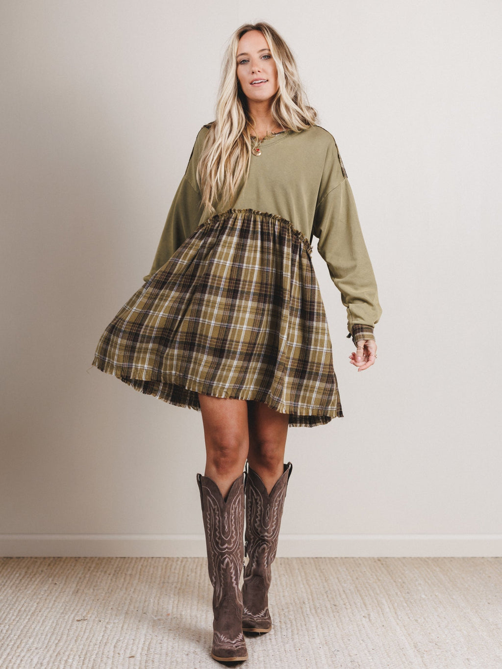 Amber Loom Dress - Olive