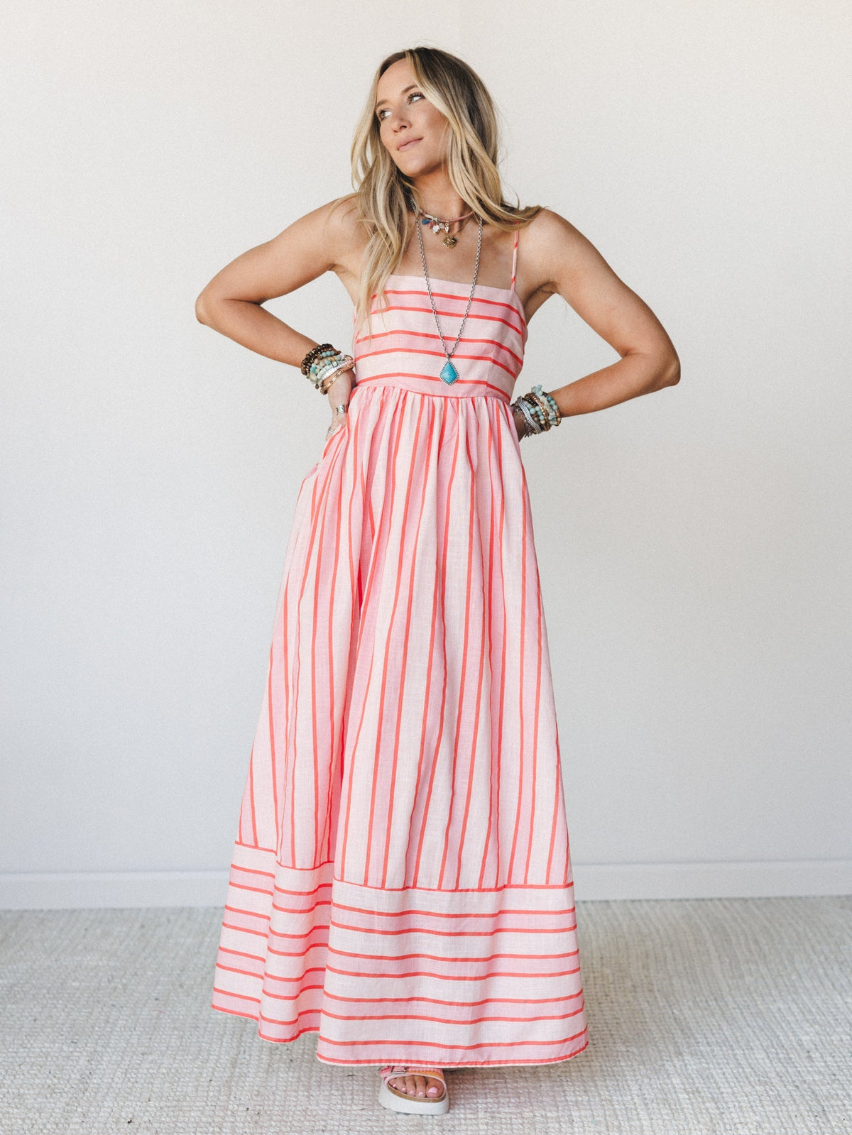 Nina Striped Dress - Blush