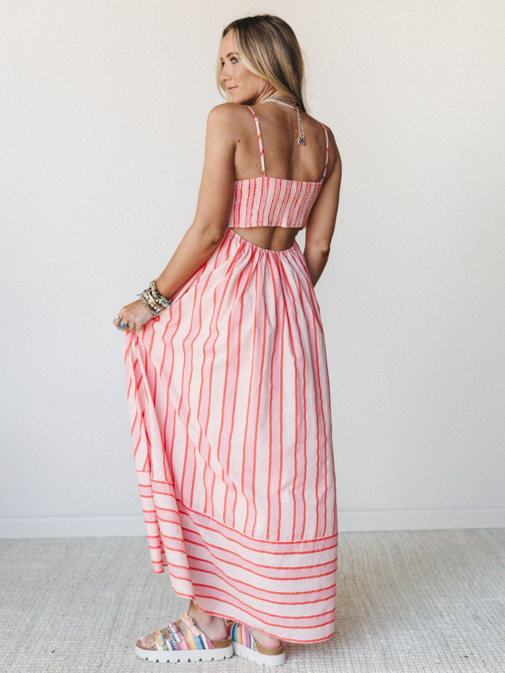 Nina Striped Dress - Blush