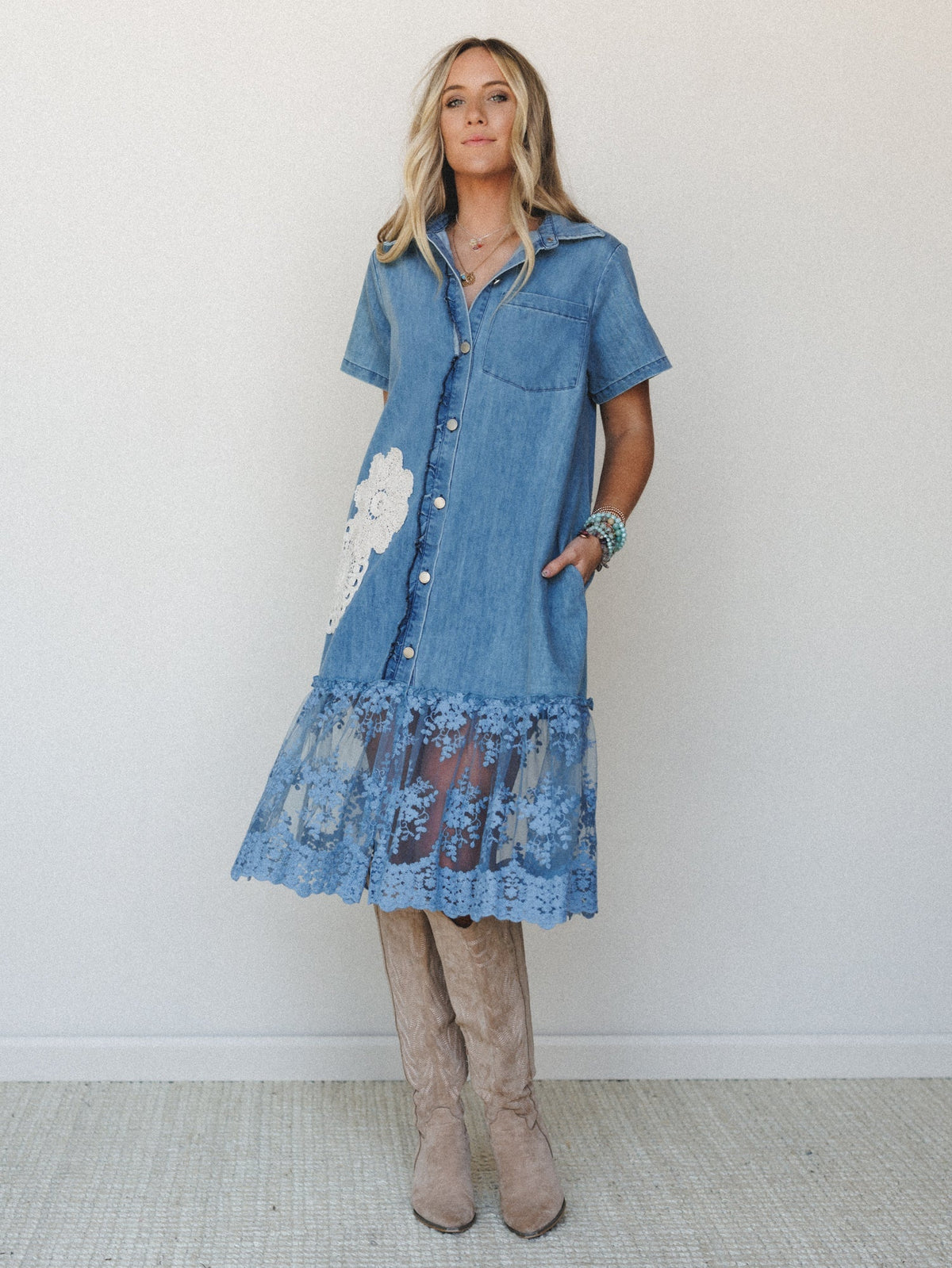 Flower Patch Maxi Dress - Denim