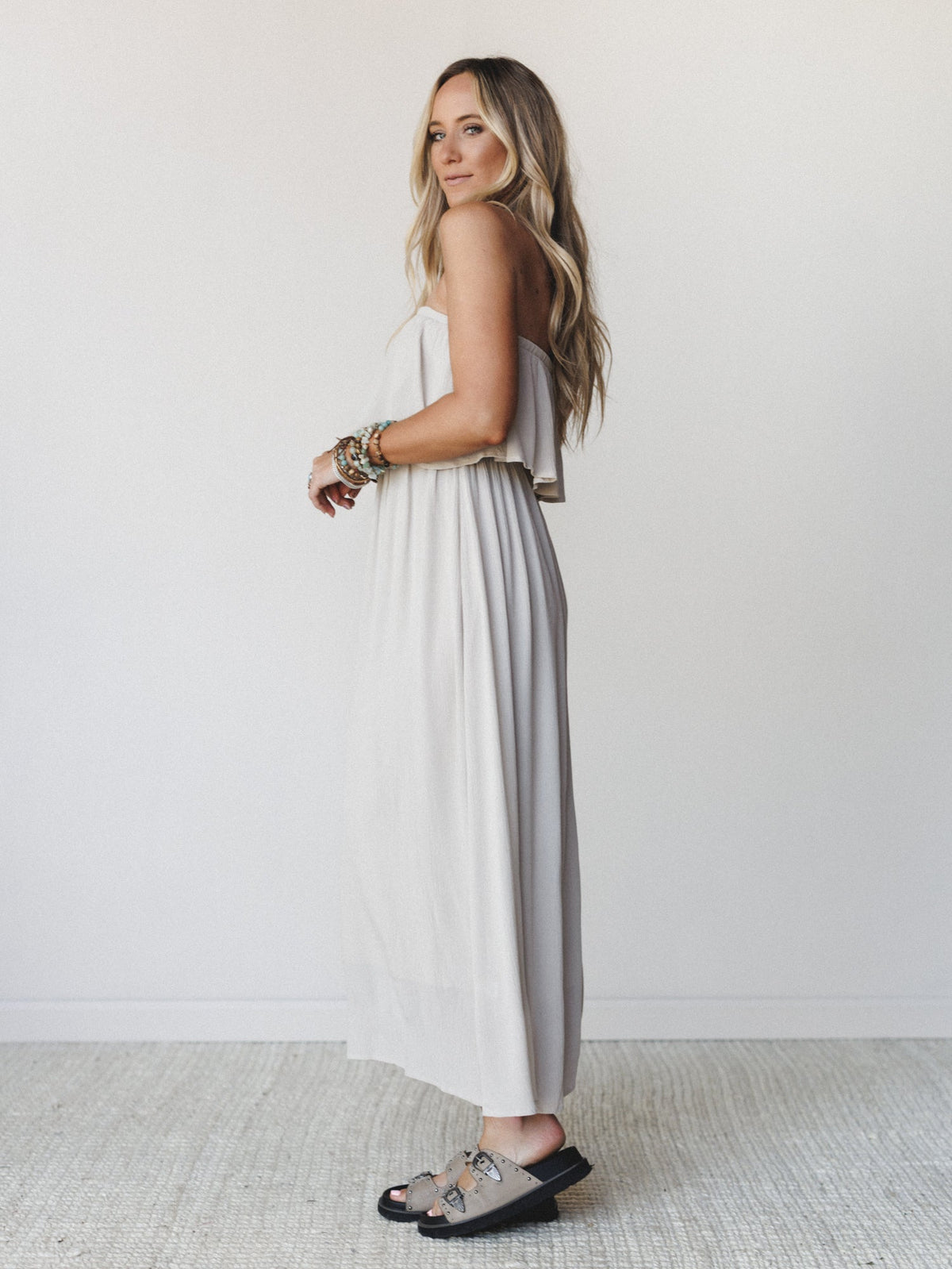 Sierra Strapless Maxi Dress - Sand Beige