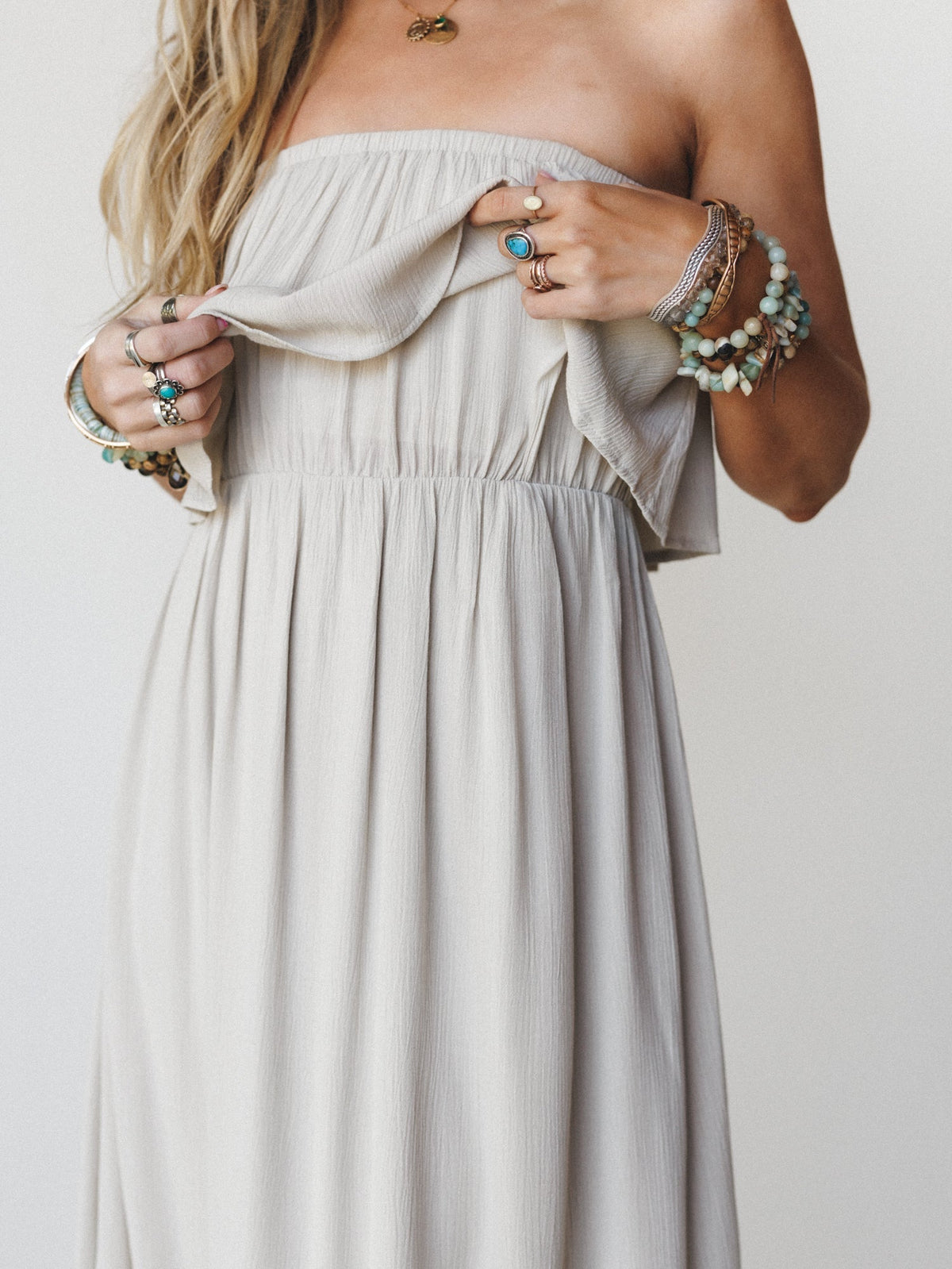 Sierra Strapless Maxi Dress - Sand Beige