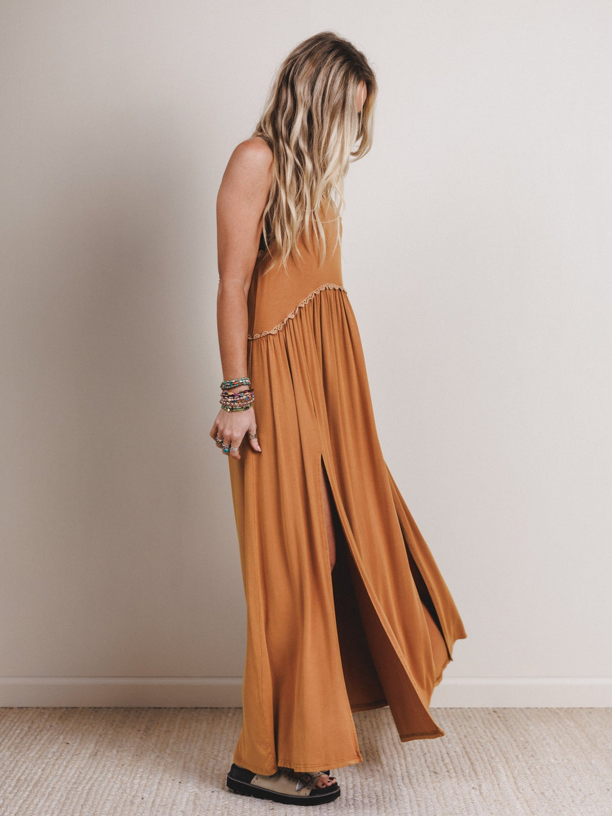 Daisy Chain Maxi Dress - Camel