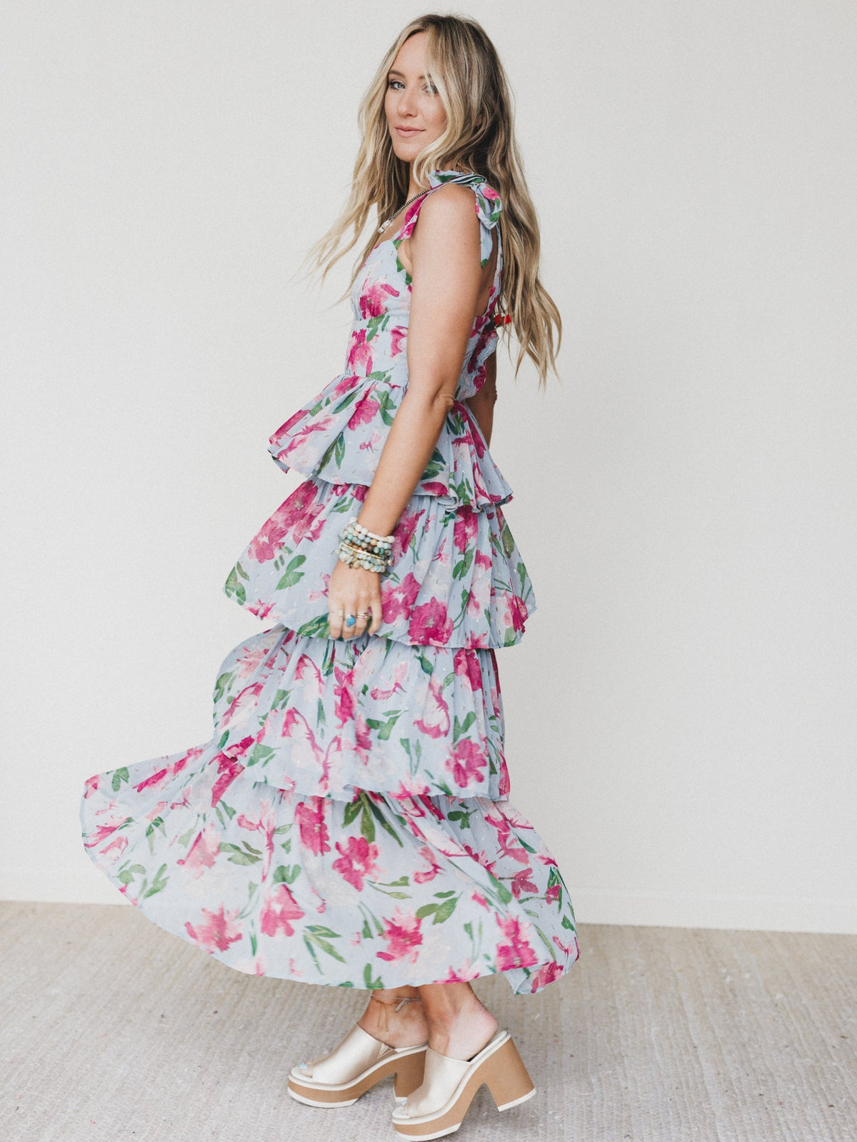The Nest Lila Bloom Maxi Dress - Dusty Blue