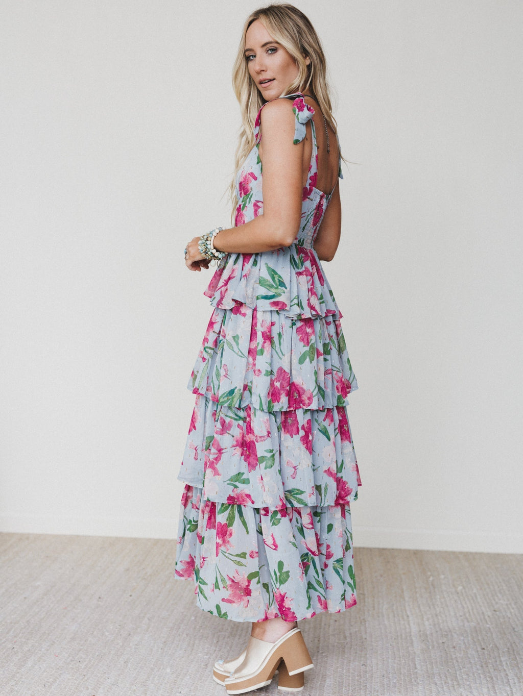 The Nest Lila Bloom Maxi Dress - Dusty Blue