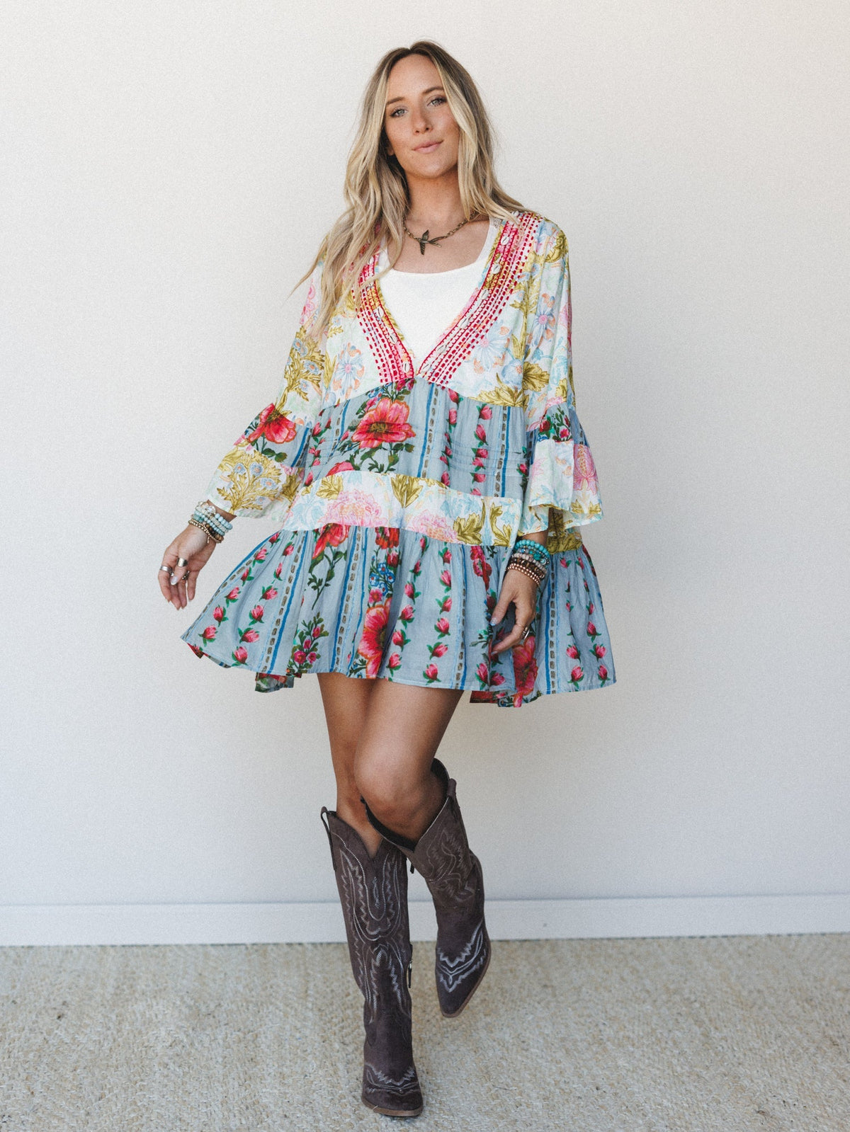 Sedona Sun Dress - Cream Jade Multi