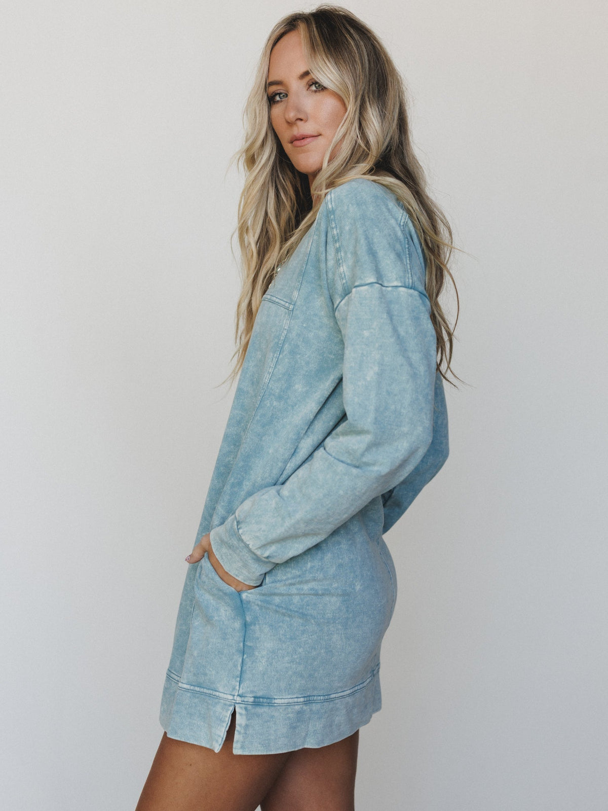 Mission Cozy Sweatshirt Dress - Ash Blue
