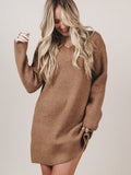 Winter Muse Sweater Dress - Deep Camel