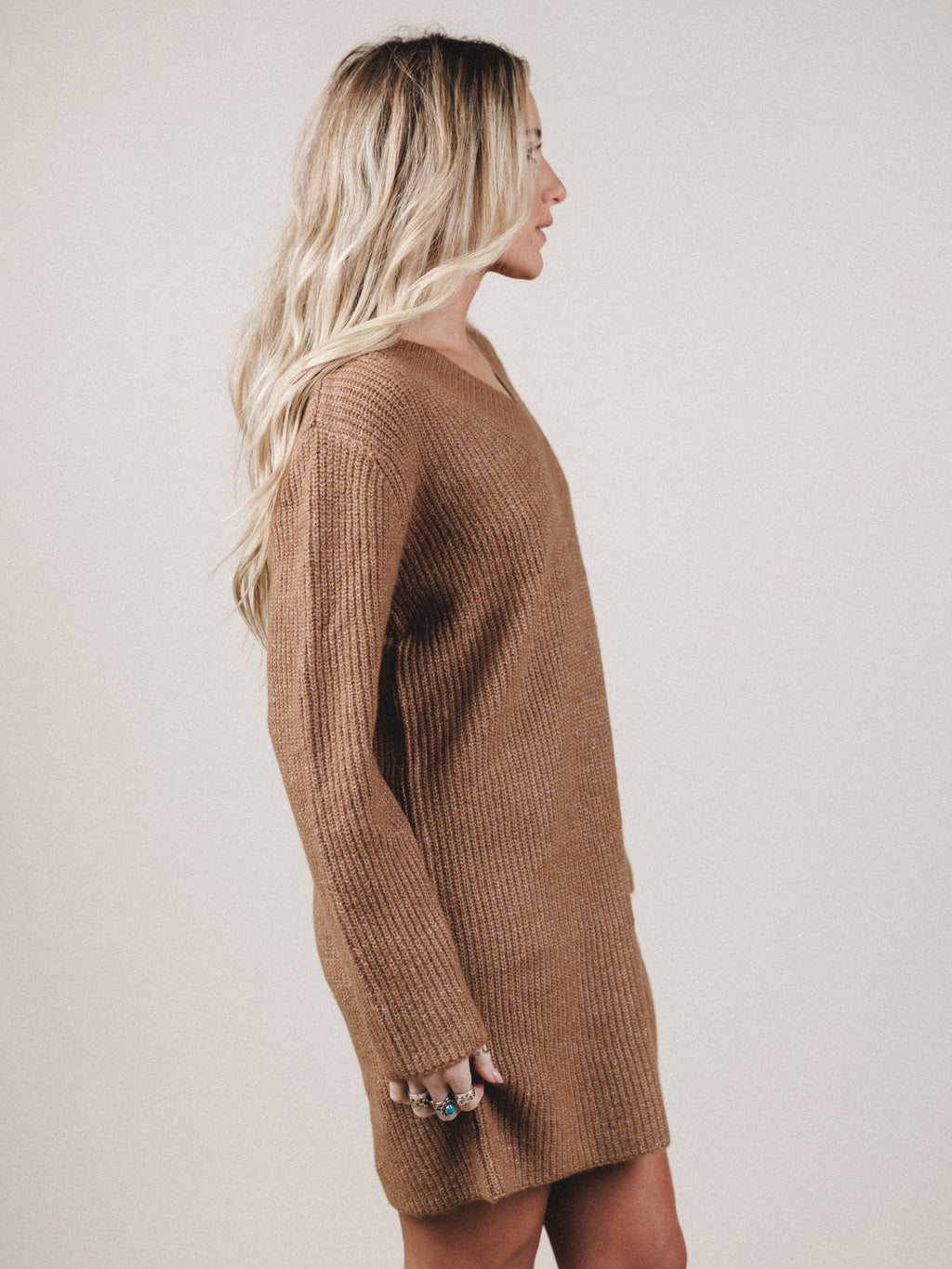 Winter Muse Sweater Dress - Deep Camel