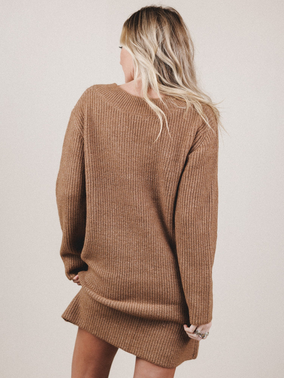 Winter Muse Sweater Dress - Deep Camel