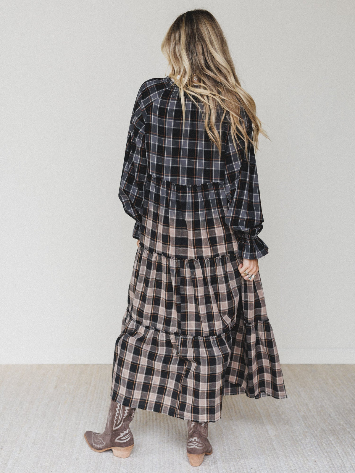 Sundown Harvest Tiered Dress - Black