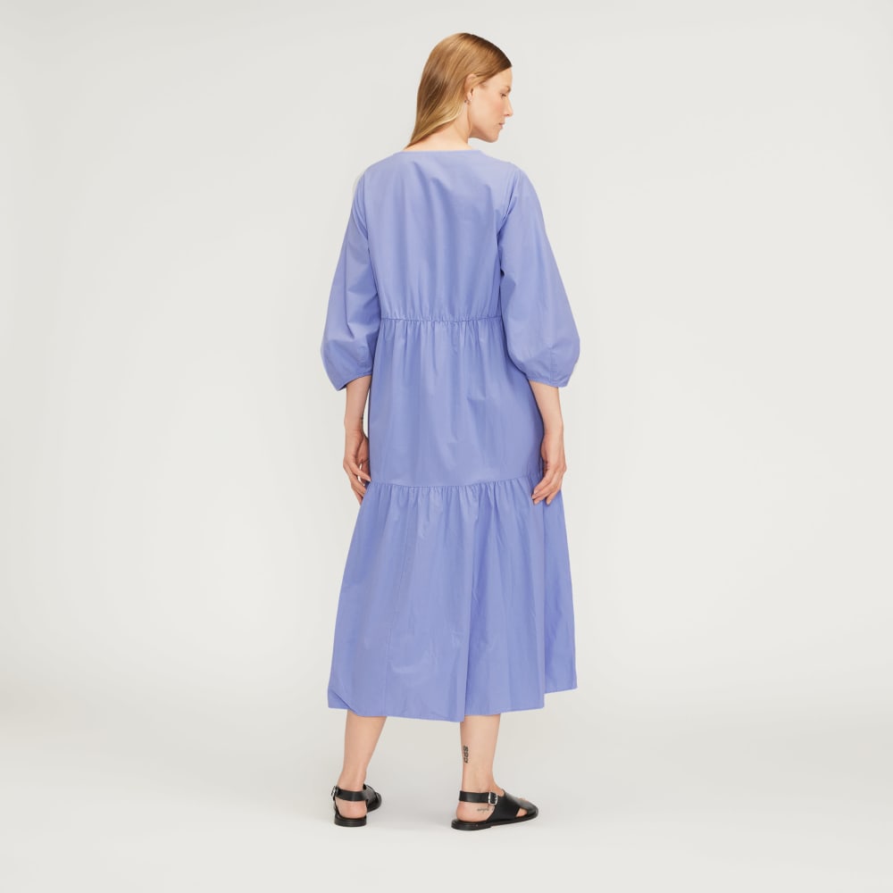 The Poplin Tiered Dress | Cornflower Blue
