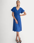 Cinched Dress in Stretch Linen | Estate Blue