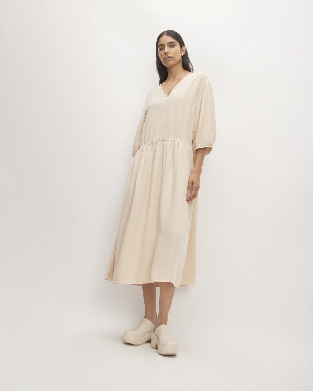 The TENCELåä? Puff-Sleeve Dress | Whisper Pink