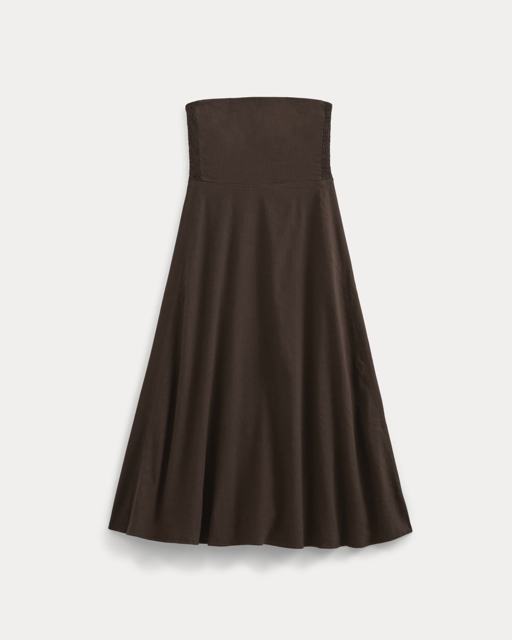 Strapless Dress in Stretch Linen | Dark Brown