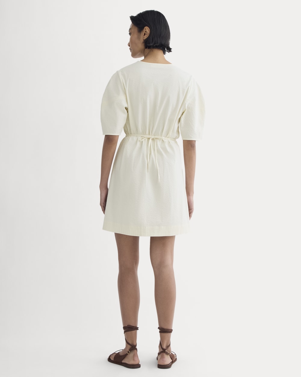The Seersucker Mini Wrap Dress | Bone