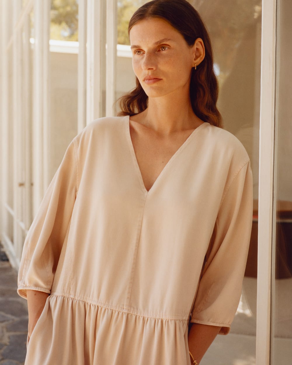 The TENCELåä? Puff-Sleeve Dress | Whisper Pink