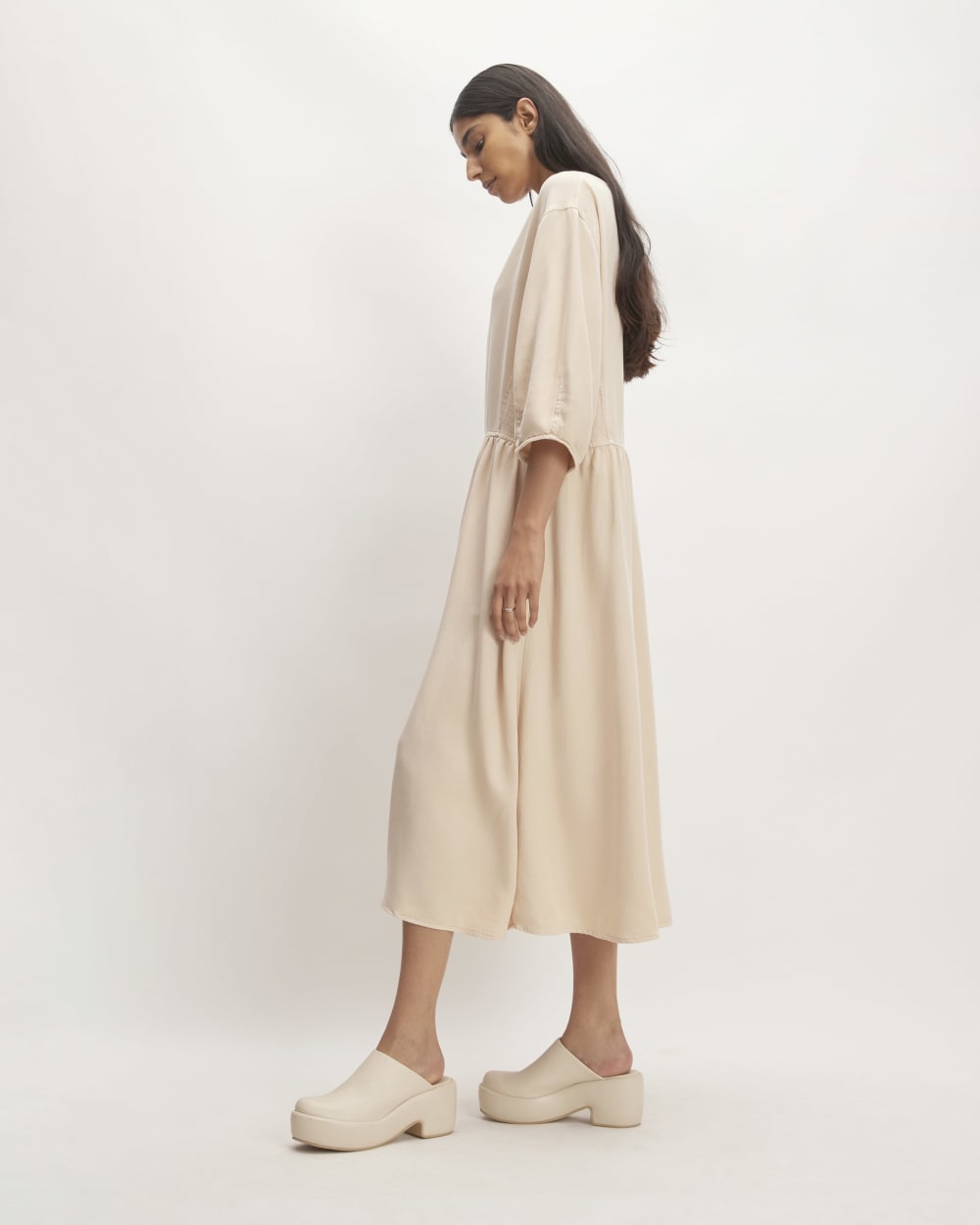 The TENCELåä? Puff-Sleeve Dress | Whisper Pink